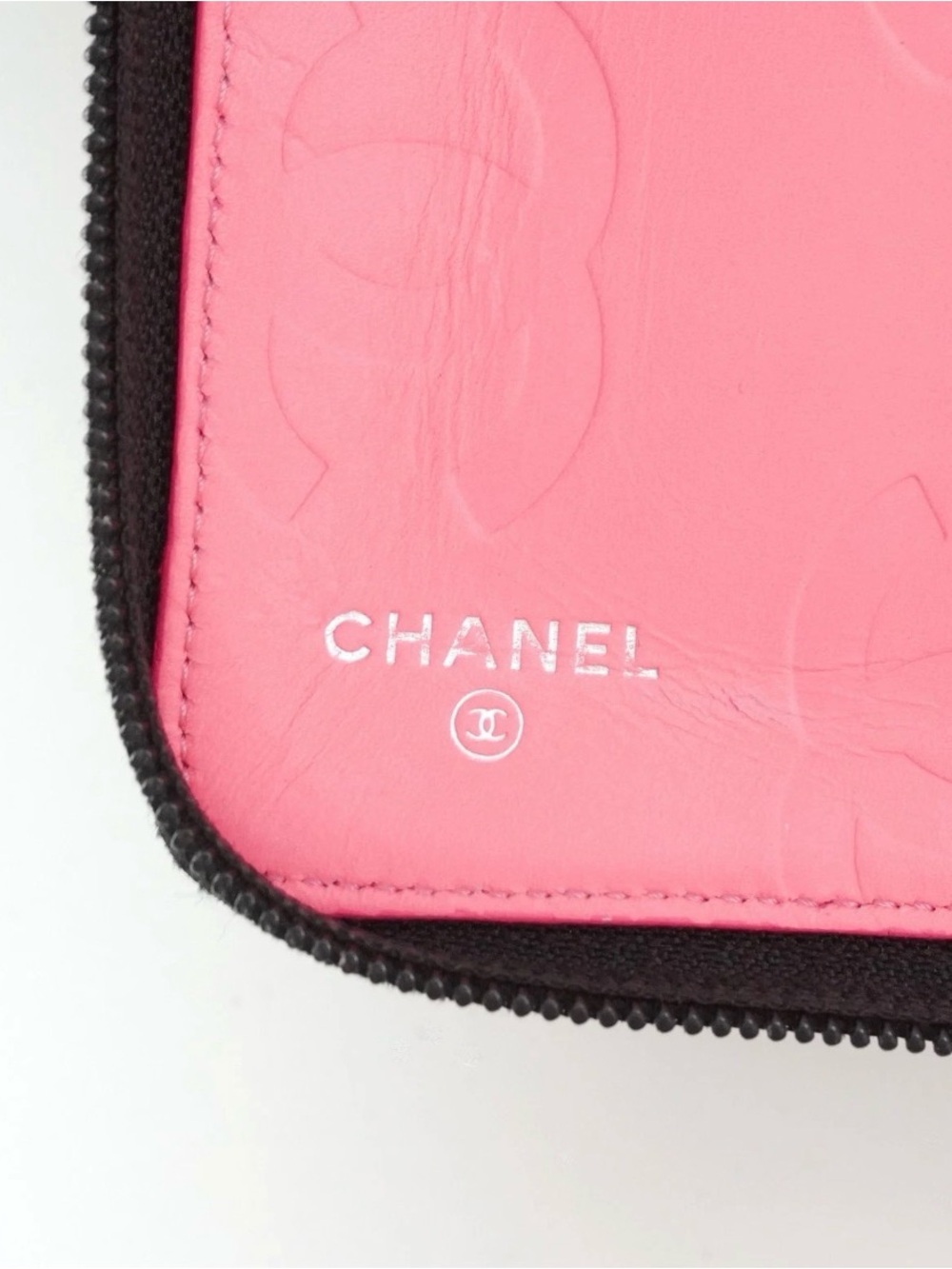 Chanel Cambon Wallet Quilted Leather CC Logo Zip Around Black Pink - Picture 6 of 15